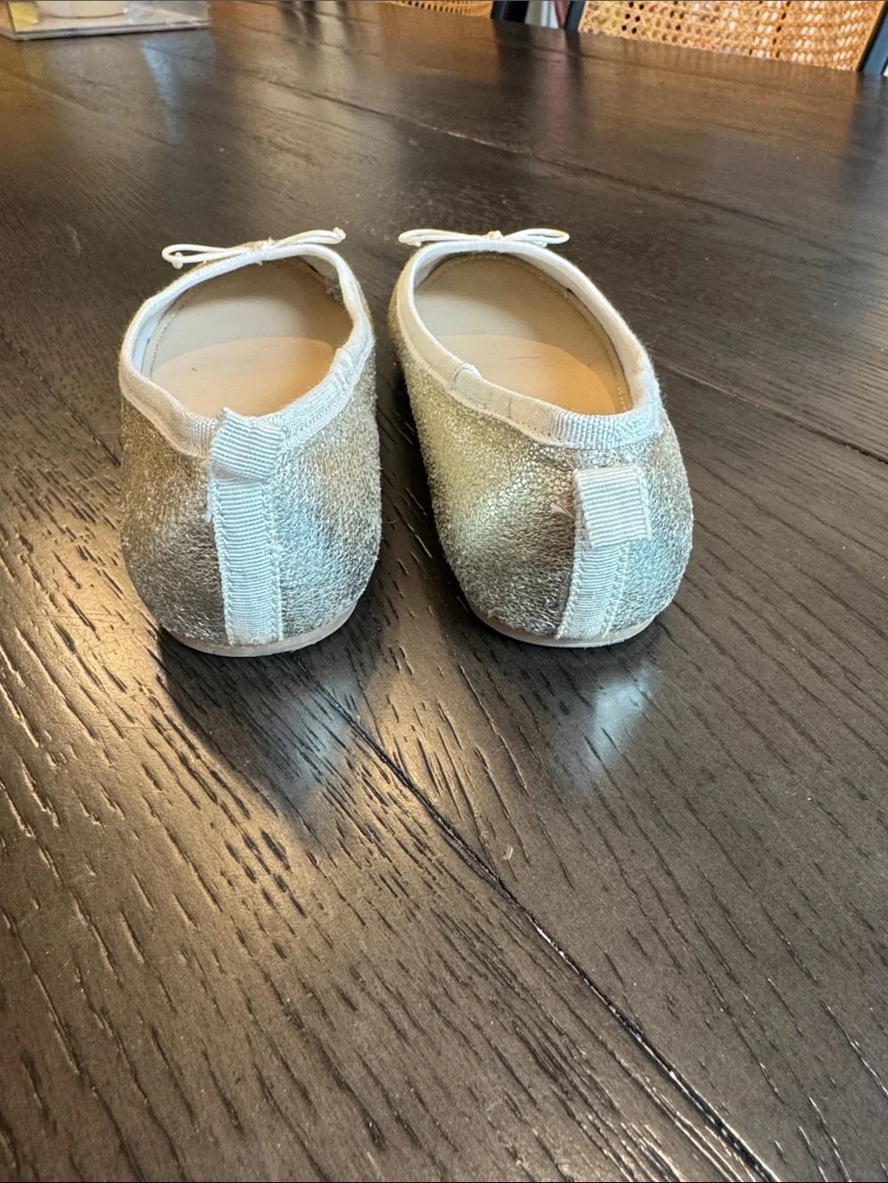 J. Crew Girls Glitter Ballet Flats in Champagne Gold